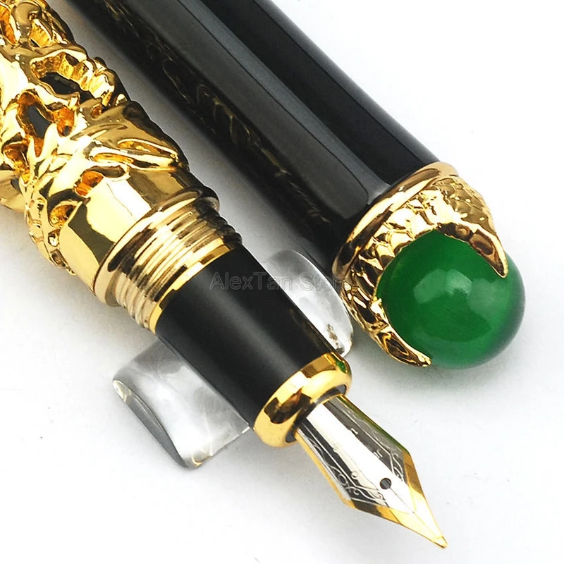 Jinhao Vintage Dragon King 18KGP M Nib Fountain Pen , Metal Embossing Green Jewelry on Top, Silver Drawing Refillable Ink Pen
Jinhao Vintage Dragon King 18KGP M Nib Fountain Pen , Metal Embossing Green Jewelry on Top, Silver Drawing Refillable Ink Pen