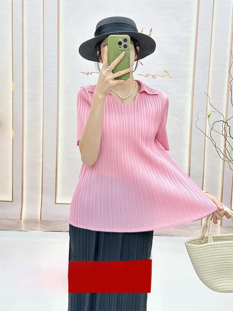 Pure Color Women's Short Sleeve Shirt Collar T-Shirt Crease Design Versatile Top Commute Style Polyester Fiber Slim Fit
Pure Color Women's Short Sleeve Shirt Collar T-Shirt Crease Design Versatile Top Commute Style Polyester Fiber Slim Fit