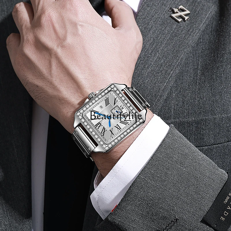 Mechanical watch High-end diamond-encrusted quartz watch Digital scale Square fashion waterproof watch
Mechanical watch High-end diamond-encrusted quartz watch Digital scale Square fashion waterproof watch