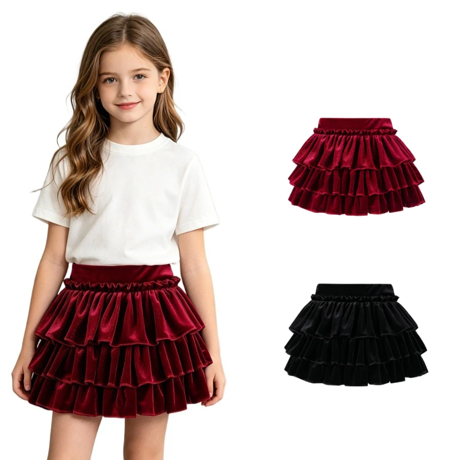 Girls Velvet Tiered Skirt Ruffle Layered Mini A-Line for Kids Birthday Party Wedding Holiday Dance Performance Princess Costume
Girls Velvet Tiered Skirt Ruffle Layered Mini A-Line for Kids Birthday Party Wedding Holiday Dance Performance Princess Costume