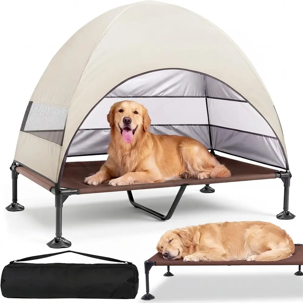 X-Large Beige Elevated Dog Cot with Adjustable Height, Stable Frame, and Large Shade for Outdoor Camping
X-Large Beige Elevated Dog Cot with Adjustable Height, Stable Frame, and Large Shade for Outdoor Camping