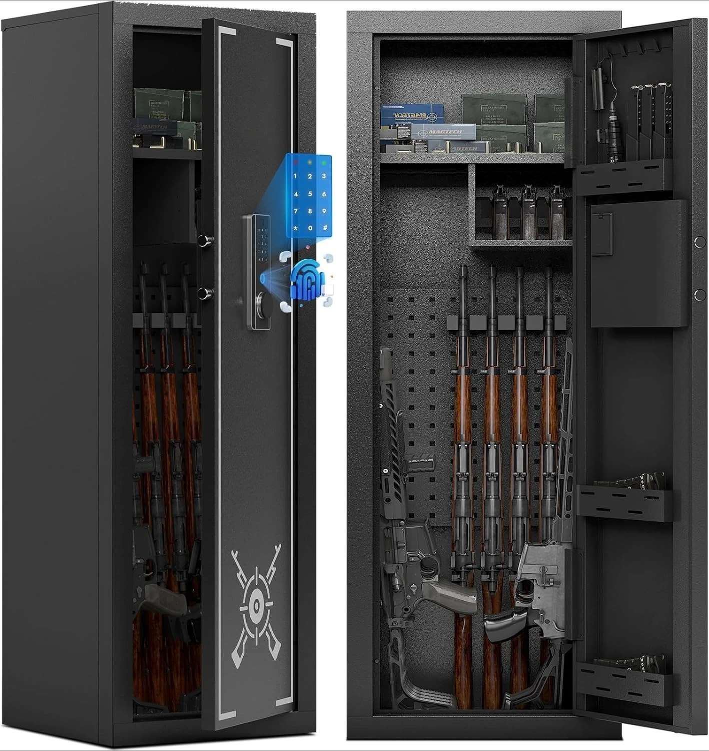 Biometric Gun Safe Rifle,for Rifles and Pistols Holds 14-15 Firearms with Adjustable Racks & Pistol Storage,Fingerprint Keypad
Biometric Gun Safe Rifle,for Rifles and Pistols Holds 14-15 Firearms with Adjustable Racks & Pistol Storage,Fingerprint Keypad