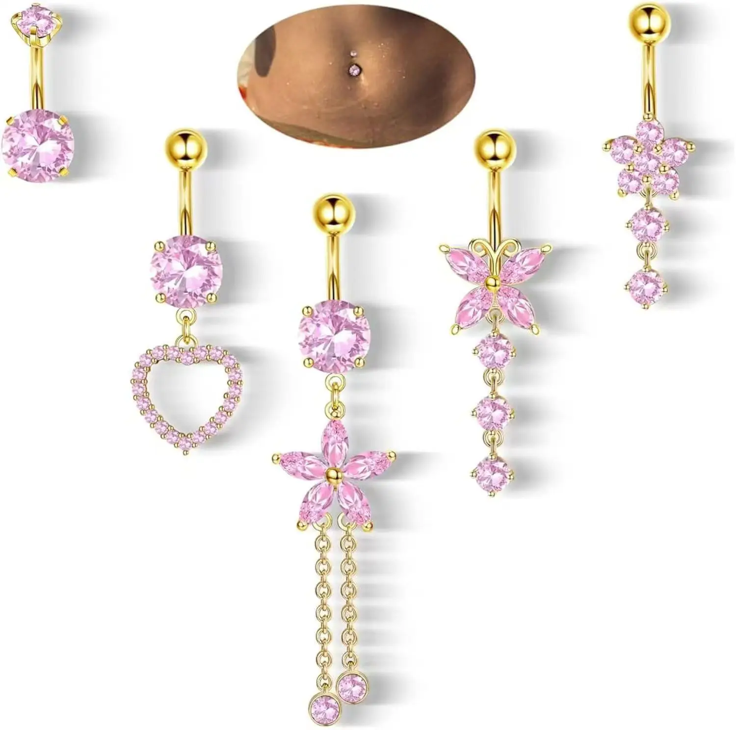 1pc Belly Button Piercing Rings for Women Surgical Stainless Steel with Cute CZ Flower Dangle Navel Piercing Jewelry
1pc Belly Button Piercing Rings for Women Surgical Stainless Steel with Cute CZ Flower Dangle Navel Piercing Jewelry