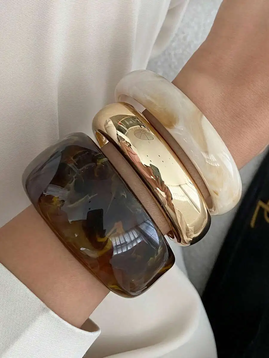 Arched Resin Cuff Bracelet Set For Women Stylish Streetwear Casual Daily Wear
Arched Resin Cuff Bracelet Set For Women Stylish Streetwear Casual Daily Wear