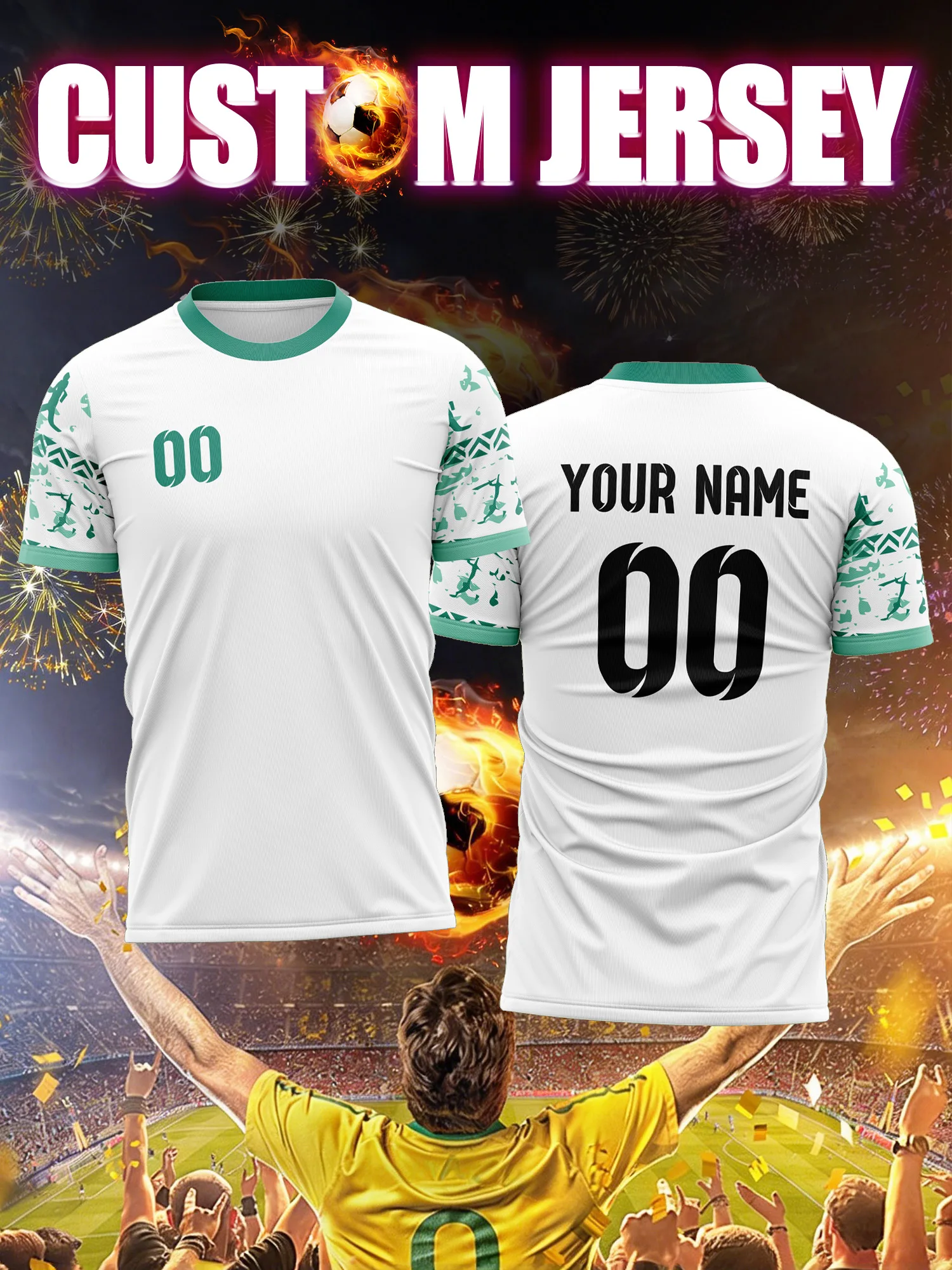 Custom Image Number Name Soccer Jersey, Timeless Crew Neck, Basic Comfort Soccer Jersey
Custom Image Number Name Soccer Jersey, Timeless Crew Neck, Basic Comfort Soccer Jersey