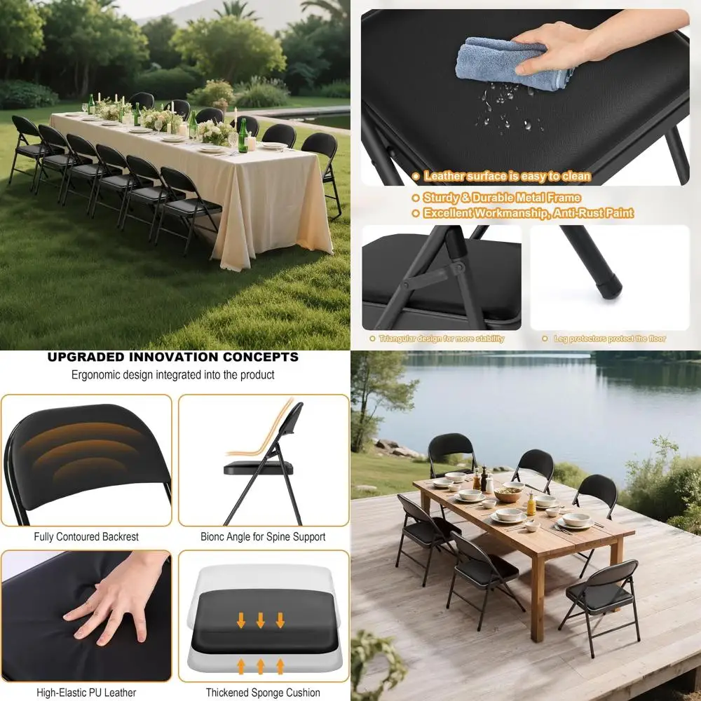 Portable Stackable Outdoor Metal Folding Chairs with Cushions, 350lbs Capacity for Home, Events, Office, Weddings
Portable Stackable Outdoor Metal Folding Chairs with Cushions, 350lbs Capacity for Home, Events, Office, Weddings