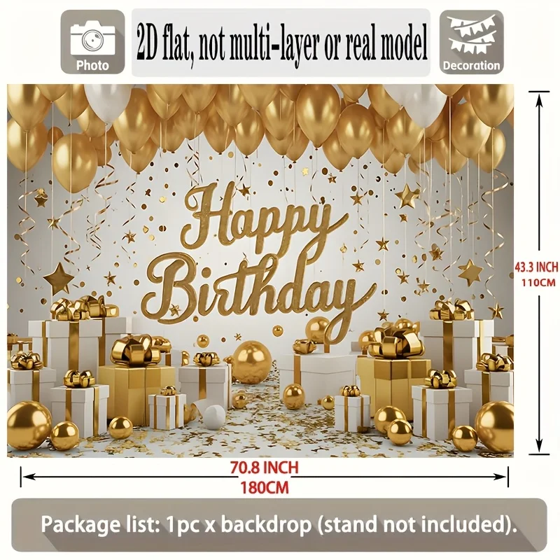 2D flat polyester banner, 1 "Happy Birthday" background decoration, background photo prop, birthday party decoration
2D flat polyester banner, 1 "Happy Birthday" background decoration, background photo prop, birthday party decoration