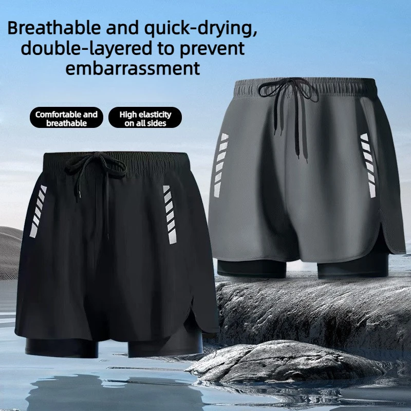 Men's swimming trunks quick-drying double-layer loose large size flat-angle beach swimming hot spring
Men's swimming trunks quick-drying double-layer loose large size flat-angle beach swimming hot spring