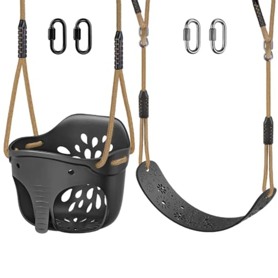 Toddler Swing Set Accessories High Back Full Bucket Swing Seats w/Adjustable Rope and 4 Locking Carabiners Cute Elephant Shape
Toddler Swing Set Accessories High Back Full Bucket Swing Seats w/Adjustable Rope and 4 Locking Carabiners Cute Elephant Shape