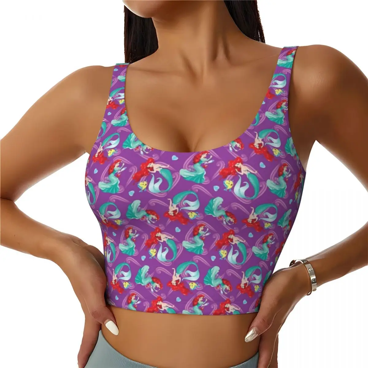 Custom Women Cute Cartoon Princess Sports Bras The Little Mermaid High Impact Gym Workout Running Crop Tank Tops
Custom Women Cute Cartoon Princess Sports Bras The Little Mermaid High Impact Gym Workout Running Crop Tank Tops