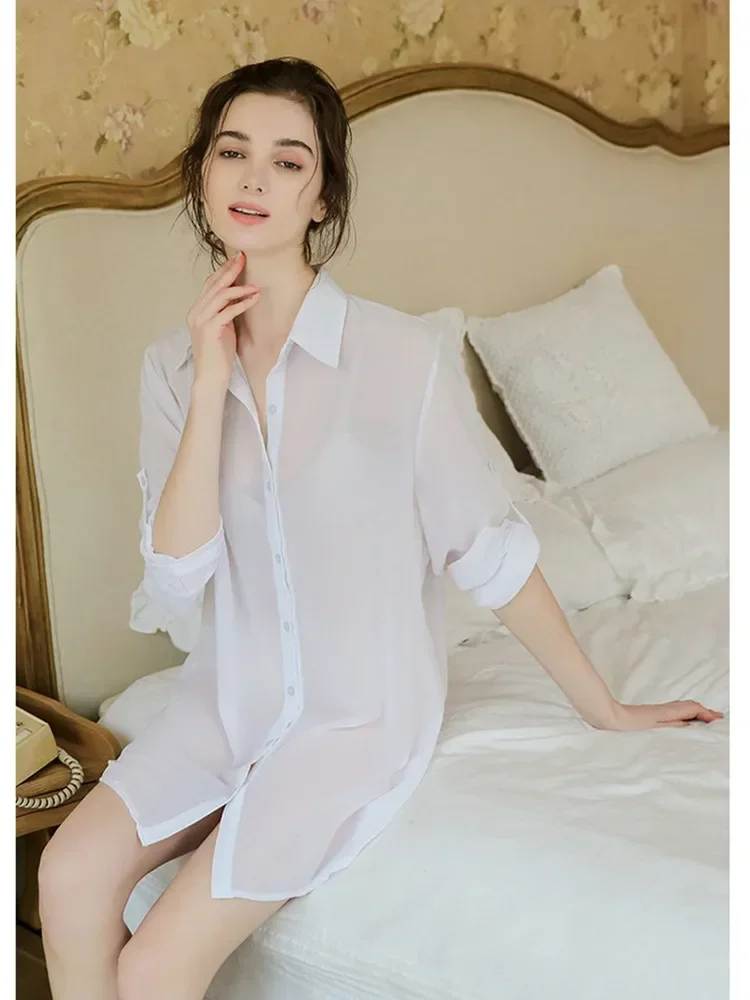 Loose Style Blouse Shirt Pink Sexy Sheer Women Loose Long Tops Chiffon Blouses Boyfriend Style Nightwear Lady Summer Clothes
Loose Style Blouse Shirt Pink Sexy Sheer Women Loose Long Tops Chiffon Blouses Boyfriend Style Nightwear Lady Summer Clothes