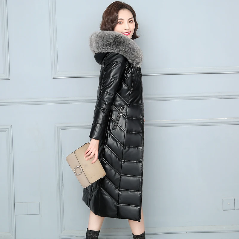 Natural Sheepskin Long Women Winter Coat Fox Fur Collar Hooded Warm Outwear Coat Genuine Leather Women Down Jackets
Natural Sheepskin Long Women Winter Coat Fox Fur Collar Hooded Warm Outwear Coat Genuine Leather Women Down Jackets
