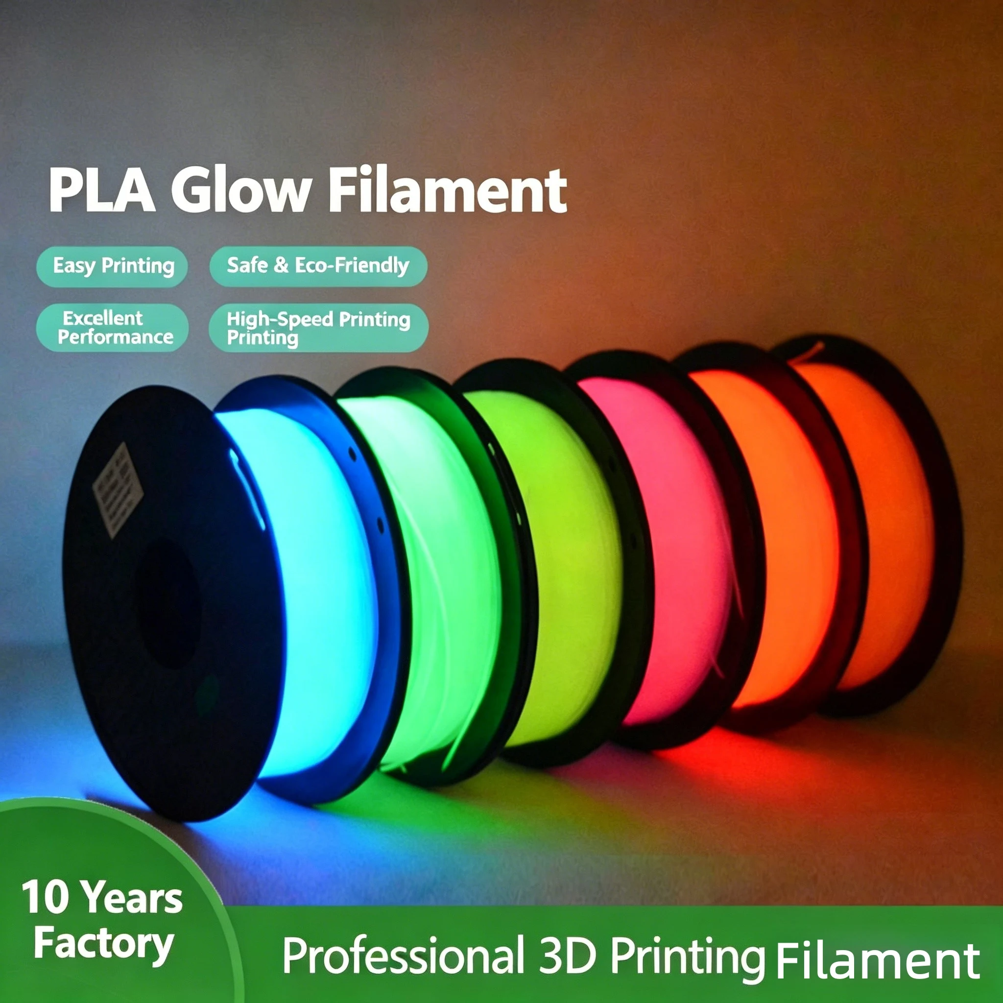 Glow In Dark PLA Filament 1.75mm, Multicolor Luminous 3D Printing Consumables, Smooth Printing for Most FDM 3D Printers
Glow In Dark PLA Filament 1.75mm, Multicolor Luminous 3D Printing Consumables, Smooth Printing for Most FDM 3D Printers