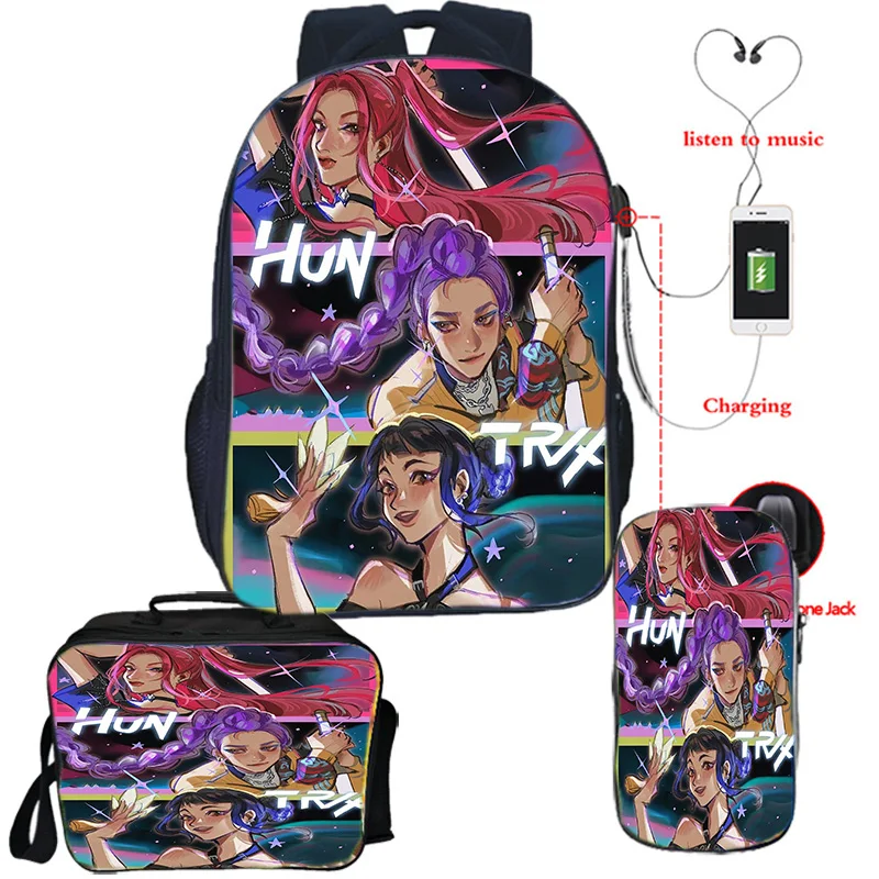 Студенческий рюкзак с USB-зарядкой KPop Demon Hunters, сумка на плечо, сумка для ручек, 3 шт., рюкзаки для подростков, забавные игры, легкий рюкзак на заказ
Студенческий рюкзак с USB-зарядкой KPop Demon Hunters, сумка на плечо, сумка для ручек, 3 шт., рюкзаки для подростков, забавные игры, легкий рюкзак на заказ