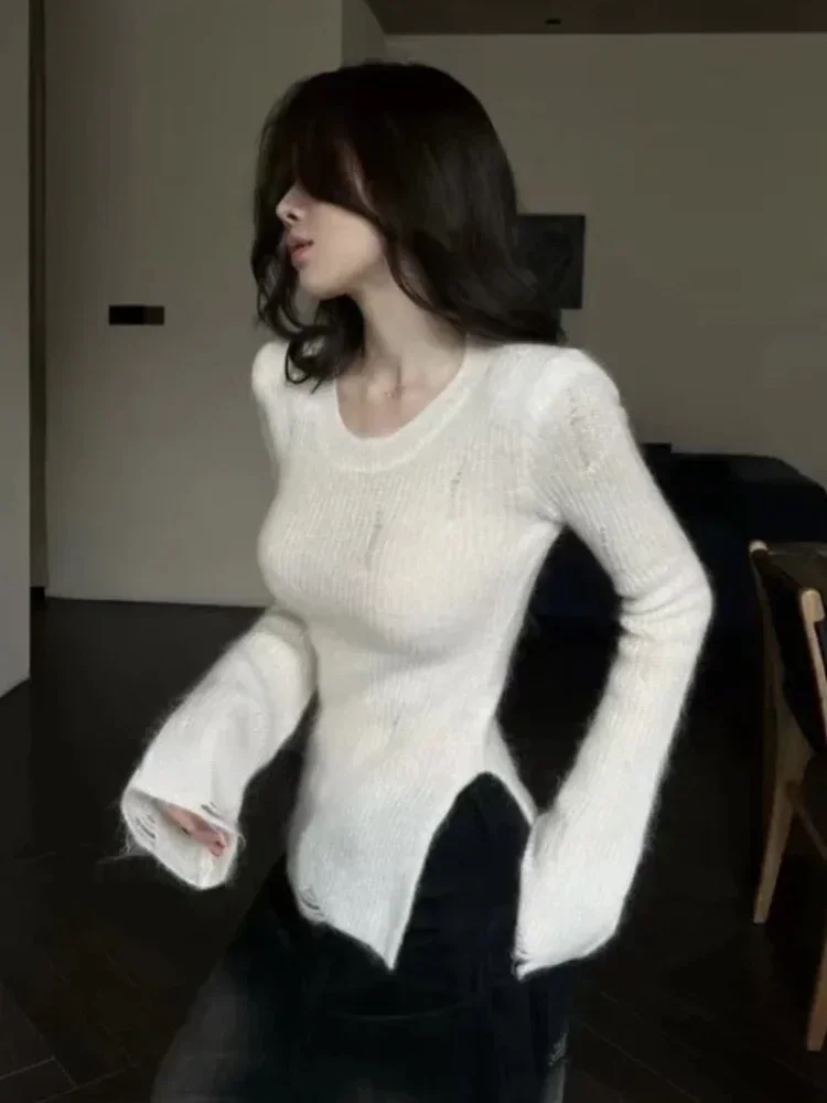 Women Sexy Split Sweater Women Grunge Slim Fit Streetwear Vintage Knitted Irregular Jumpers Top Y2k Aesthetic Solid Pullovers
Women Sexy Split Sweater Women Grunge Slim Fit Streetwear Vintage Knitted Irregular Jumpers Top Y2k Aesthetic Solid Pullovers