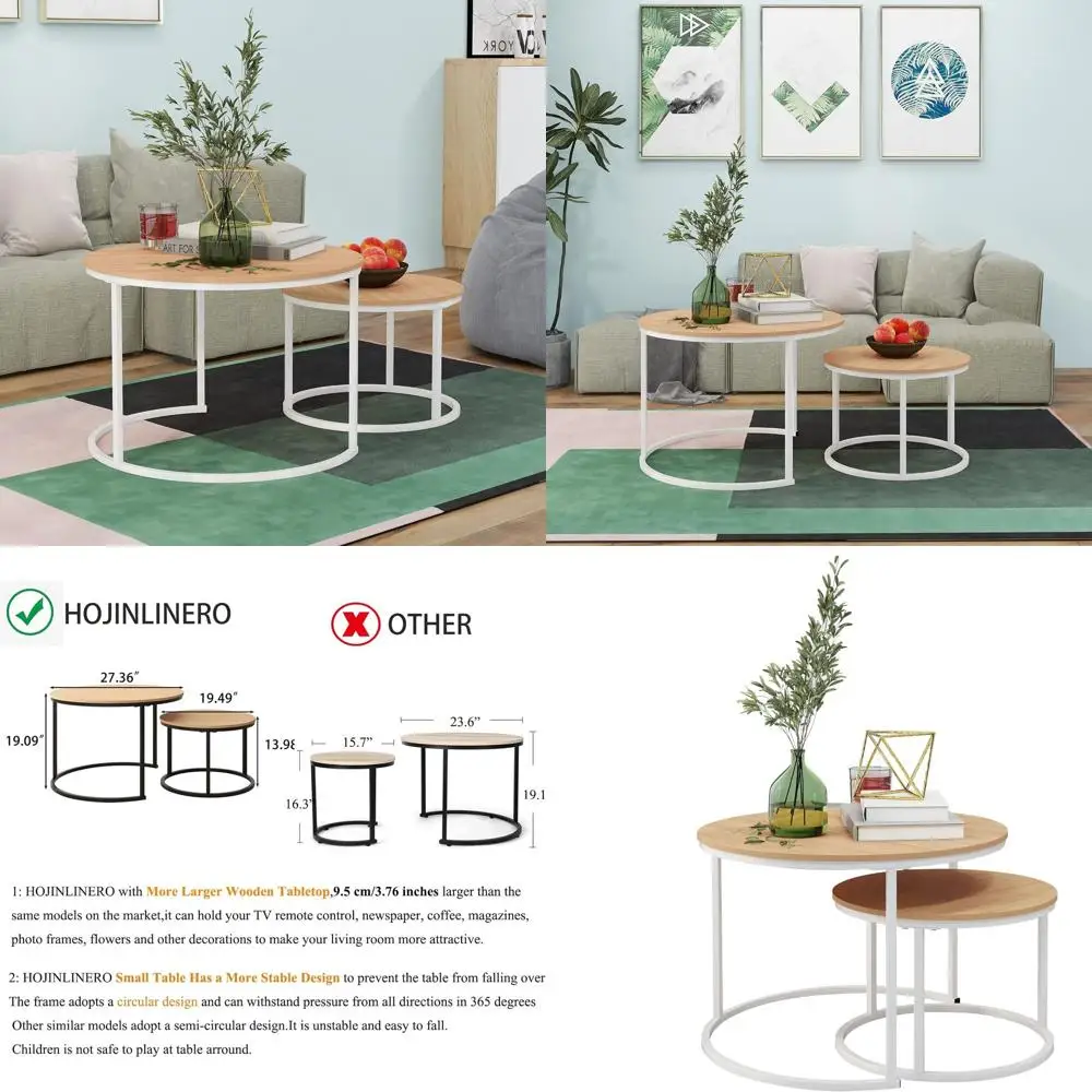 Large White & Teak Nesting Coffee Table Set for Living Room, Office, and Small Spaces - Sturdy, Stackable, Easy Assembly
Large White & Teak Nesting Coffee Table Set for Living Room, Office, and Small Spaces - Sturdy, Stackable, Easy Assembly