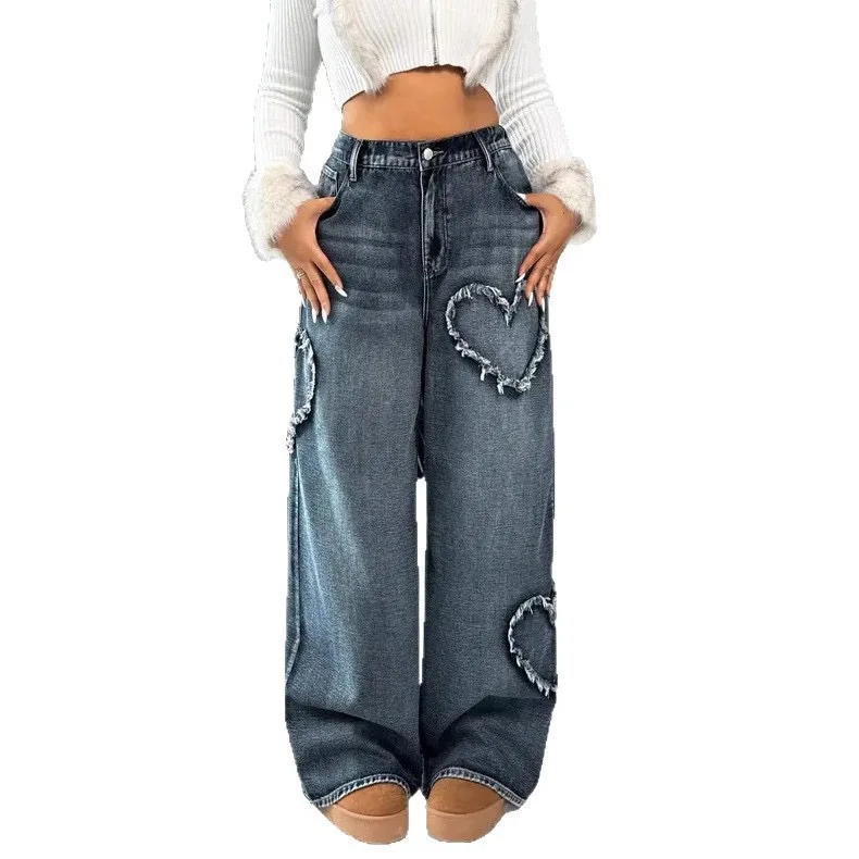 Retro Street Style Washed Denim Wide Leg Pants High Waist Straight Cut Heavy Embellished Loose Fit Teen Girls Jeans
Retro Street Style Washed Denim Wide Leg Pants High Waist Straight Cut Heavy Embellished Loose Fit Teen Girls Jeans