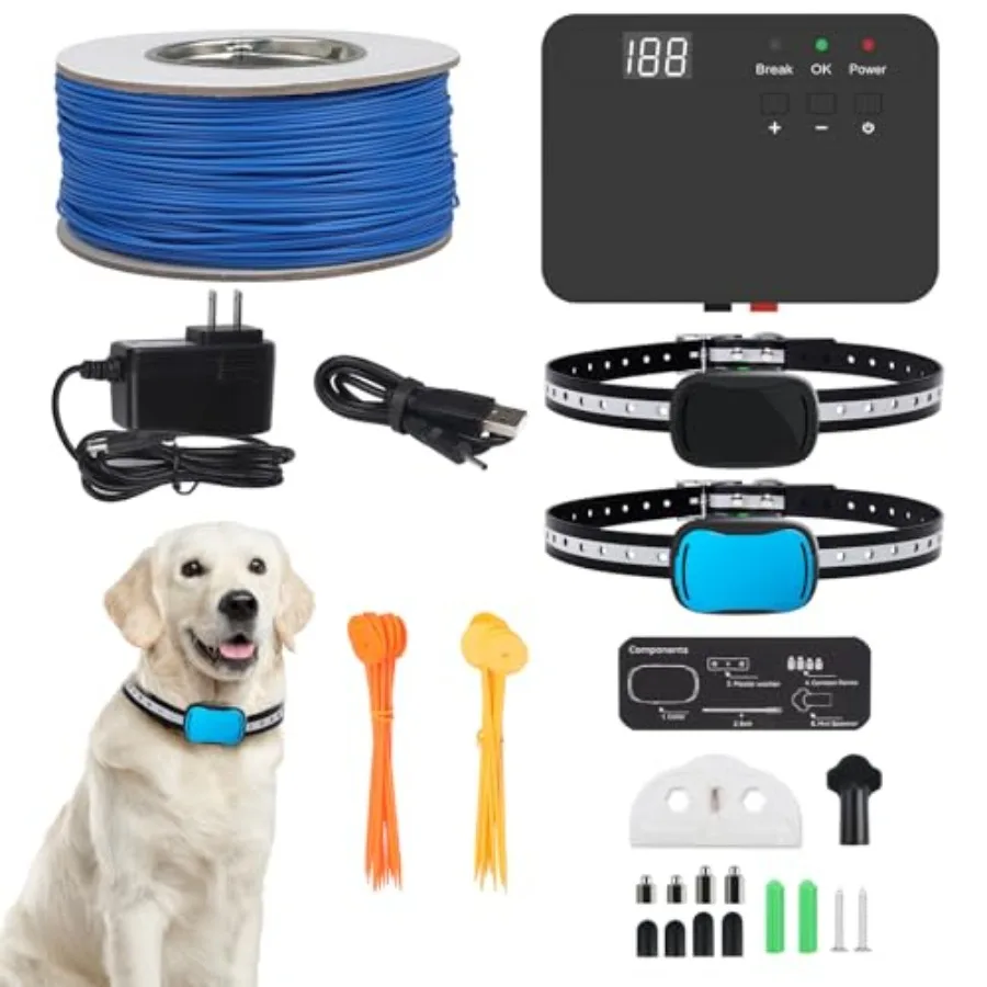 Underground electric fence system for 2 dogs: waterproof rechargeable collars black durable polyethylene wire covers up to 1/3
Underground electric fence system for 2 dogs: waterproof rechargeable collars black durable polyethylene wire covers up to 1/3