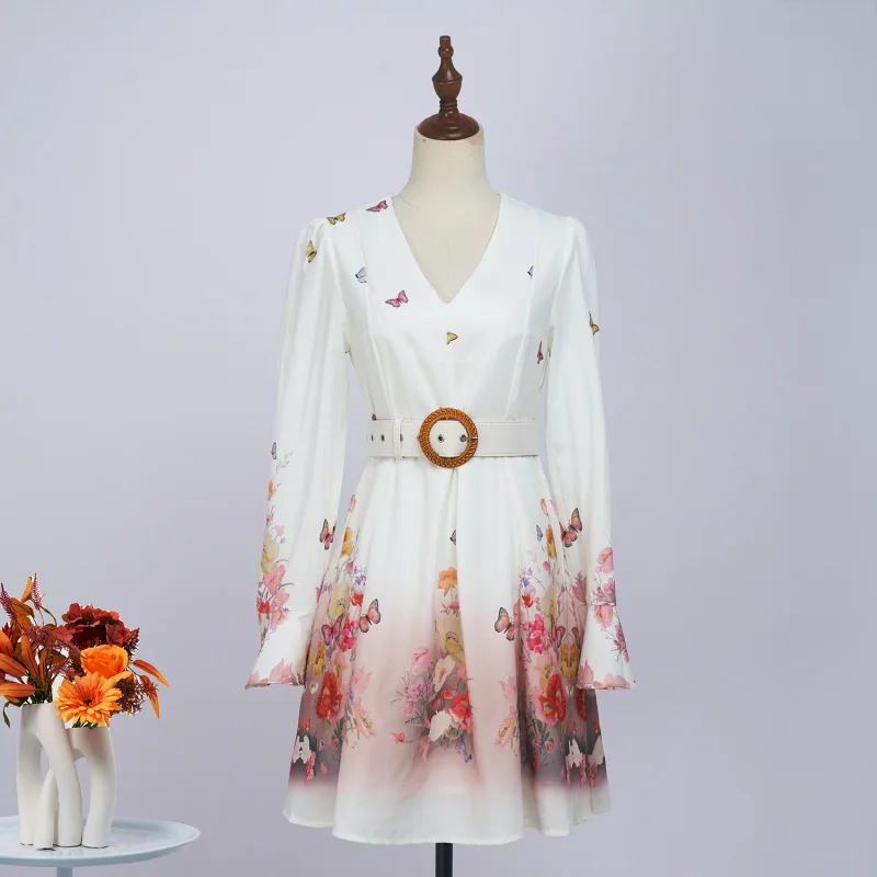 Large Quantity Australian Design Sense Bell Sleeve Positioning Print Single-Breasted Tie Elegant Dress Short Skirt
Large Quantity Australian Design Sense Bell Sleeve Positioning Print Single-Breasted Tie Elegant Dress Short Skirt