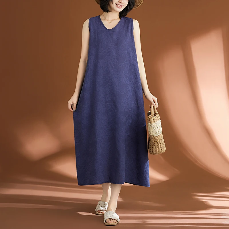 Casual Cotton Korean Style Midi Skirt Thin Vest Dress over Knee Length A-Line Gown Gathered Waist V-Neck Sleeveless Summer Dress
Casual Cotton Korean Style Midi Skirt Thin Vest Dress over Knee Length A-Line Gown Gathered Waist V-Neck Sleeveless Summer Dress