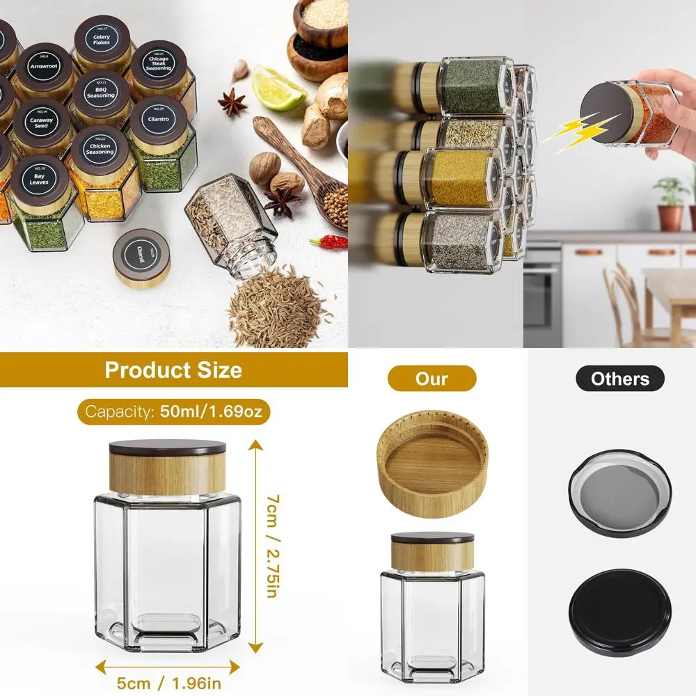 Магнитные стеклянные банки для специй из 12 предметов с 180 этикетками для приправ
Магнитные стеклянные банки для специй из 12 предметов с 180 этикетками для приправ