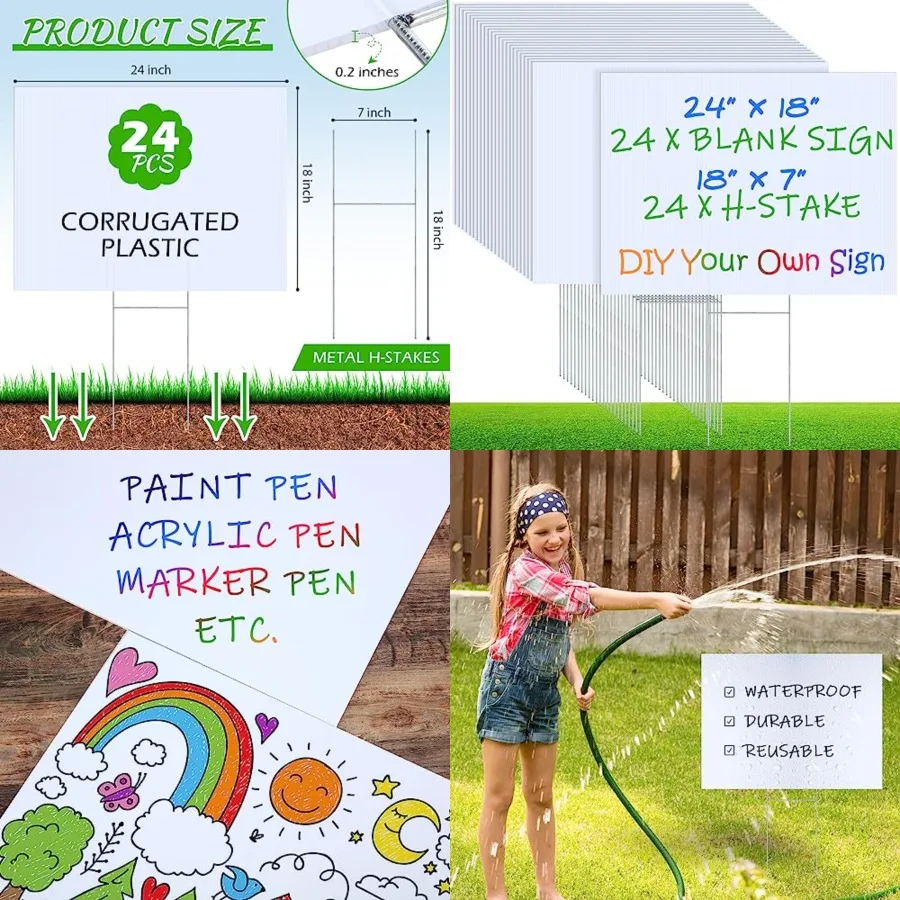 24 Set Blank Yard Sign and H Metal Stakes Large White Corrugated Plastic Signage 18 x 24 Inch Visibility Garden Lawn Signs for
24 Set Blank Yard Sign and H Metal Stakes Large White Corrugated Plastic Signage 18 x 24 Inch Visibility Garden Lawn Signs for