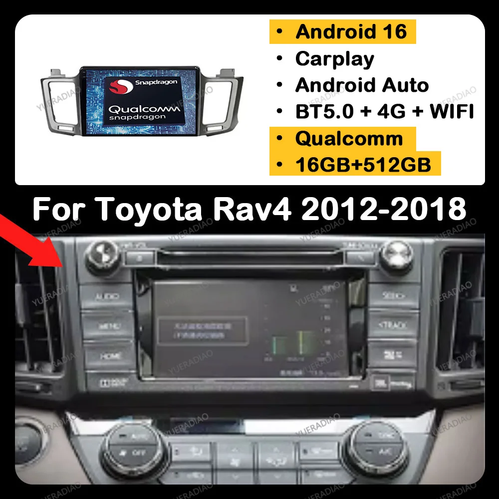 Android 16 Wireless CarPlay Auto For Toyota RAV4 4 XA40 5 XA50 2012 - 2018 Car Radio Multimedia Video Player NAVI GPS 4G WIFI BT
Android 16 Wireless CarPlay Auto For Toyota RAV4 4 XA40 5 XA50 2012 - 2018 Car Radio Multimedia Video Player NAVI GPS 4G WIFI BT