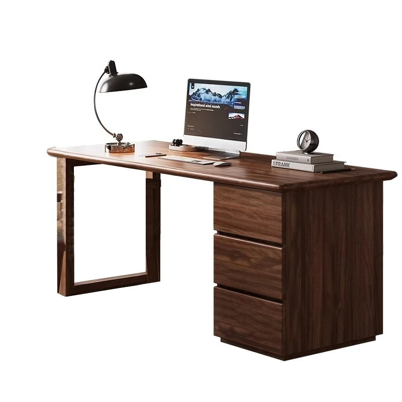 Walnut solid wood desk with side cabinet computer desk simple modern home bookcase group
Walnut solid wood desk with side cabinet computer desk simple modern home bookcase group