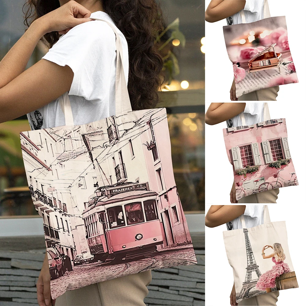Paris Tower Flower Tram Women Big Shopper Bag Double Print Pink Landscape Lady Shopping Bags Girl Shoulder Tote Handbag 40x45cm
Paris Tower Flower Tram Women Big Shopper Bag Double Print Pink Landscape Lady Shopping Bags Girl Shoulder Tote Handbag 40x45cm