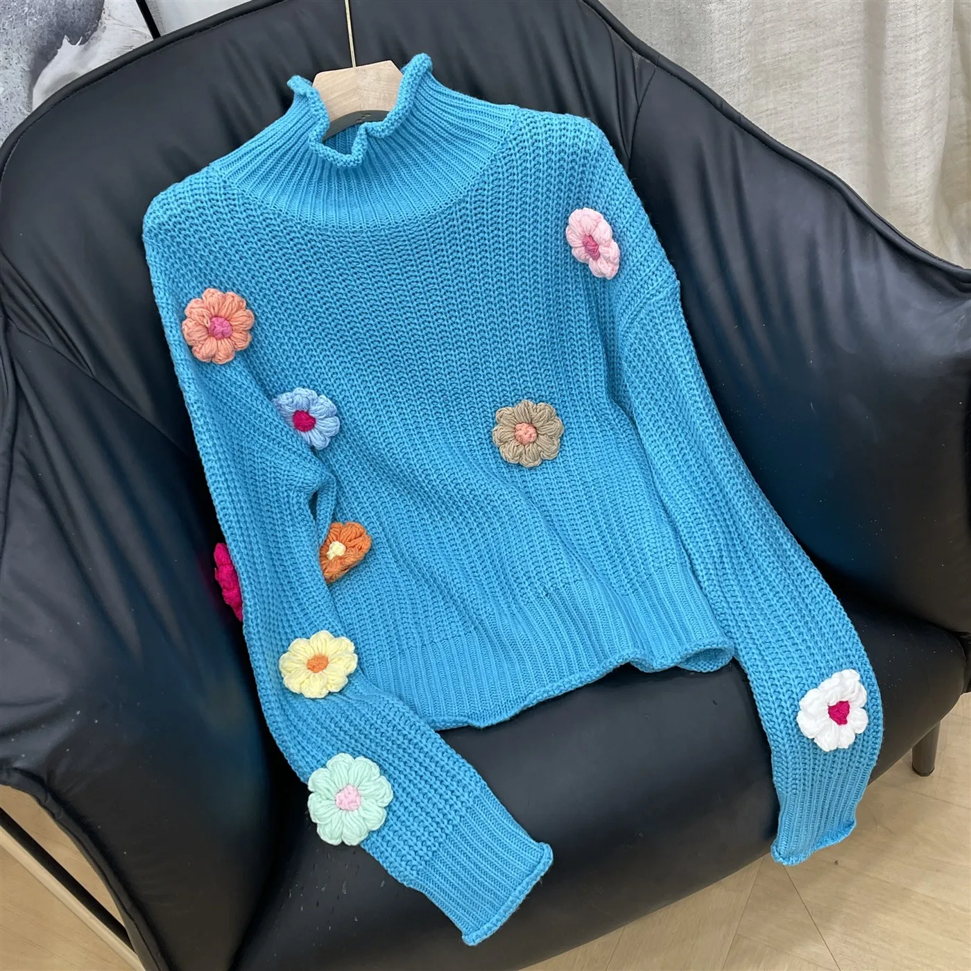 Loose Long Sve Women's Sweater Color Faion 3D Flower K4 Sweet Sle Autumn Winter Sweater Straight Tube ape
Loose Long Sve Women's Sweater Color Faion 3D Flower K4 Sweet Sle Autumn Winter Sweater Straight Tube ape