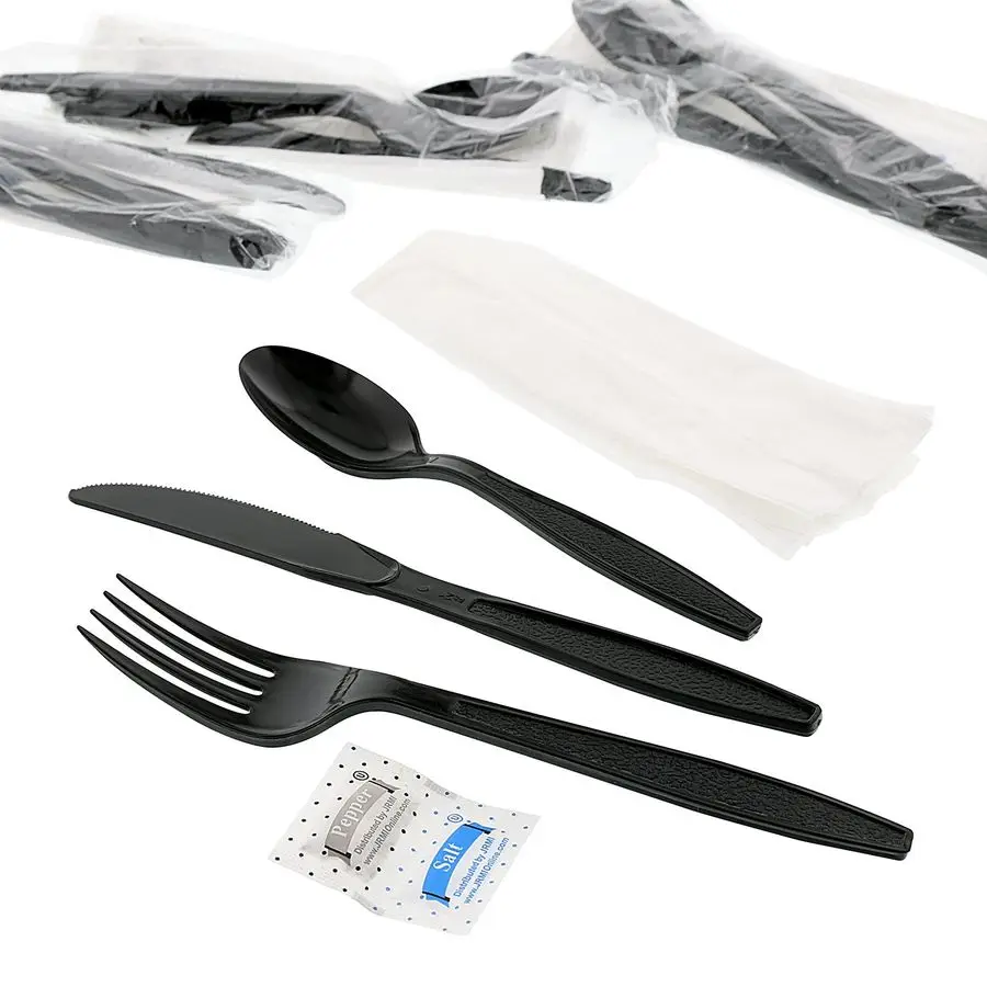 6in1 Disposable Silverware Heavy Weight Plastic Utensil Set with Teaspoon, Fork, Knife, Salt amp Pepper Packets, 13x17 Napkin In
6in1 Disposable Silverware Heavy Weight Plastic Utensil Set with Teaspoon, Fork, Knife, Salt amp Pepper Packets, 13x17 Napkin In