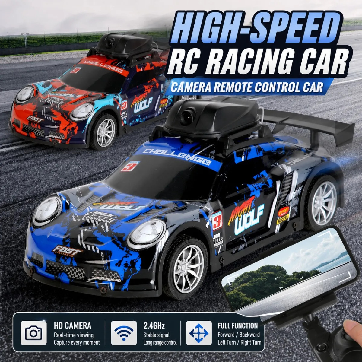 High Speed 2.4GHz Remote Control Drift Car With HD WiFi Video Camera 1:20 Scale For Kids And Teens
High Speed 2.4GHz Remote Control Drift Car With HD WiFi Video Camera 1:20 Scale For Kids And Teens