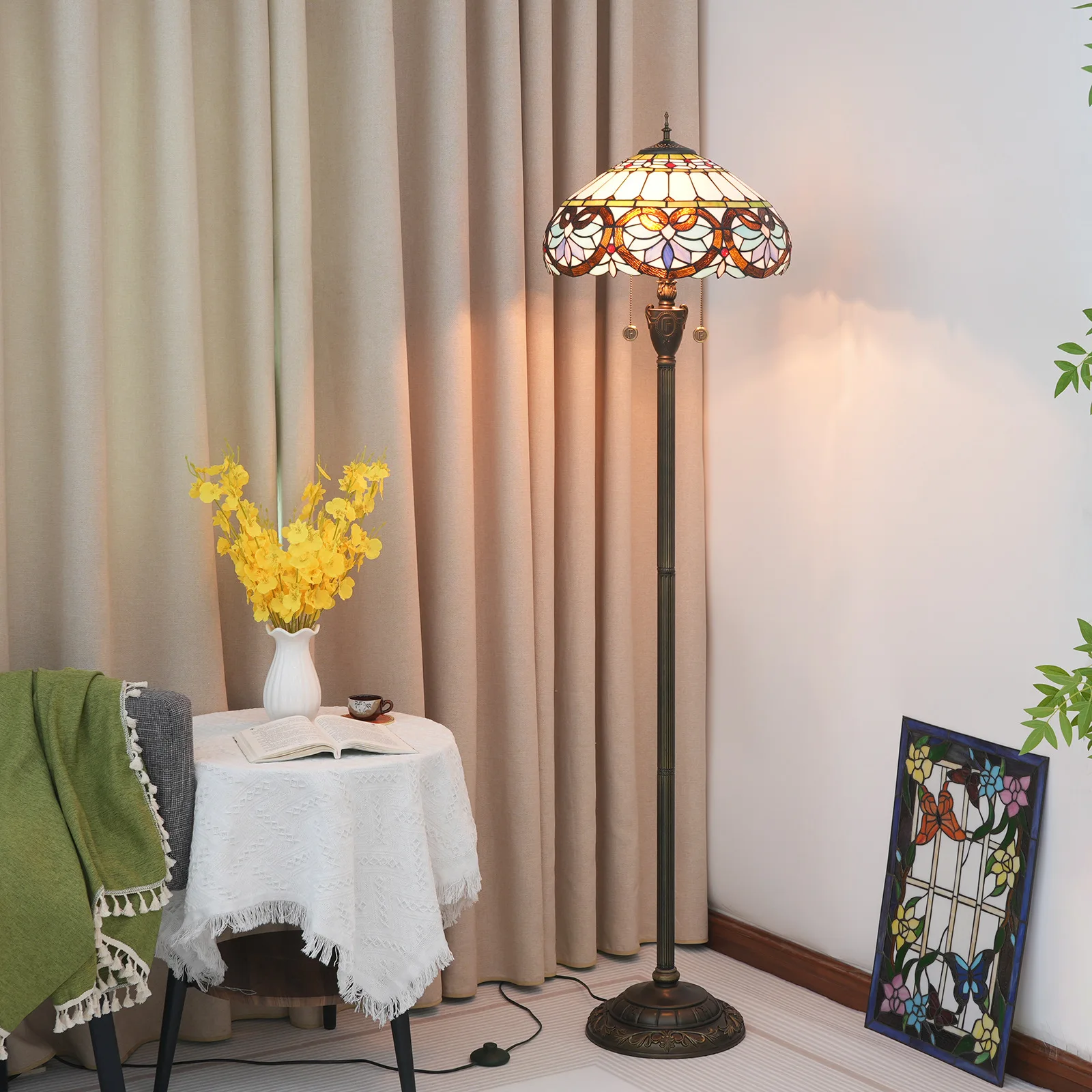 Tiffany Floor Lamp Blue Baroque Stained Glass Standing Reading Light 16Inch 40CM Antique Pole Corner Lamp Decor Home Office
Tiffany Floor Lamp Blue Baroque Stained Glass Standing Reading Light 16Inch 40CM Antique Pole Corner Lamp Decor Home Office