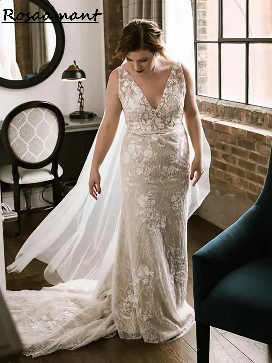 Свадебные платья русалки цвета шампанского с v-образным вырезом без рукавов Иллюзионные аппликации Кружевные деревенские свадебные платья 
Свадебные платья русалки цвета шампанского с v-образным вырезом без рукавов Иллюзионные аппликации Кружевные деревенские свадебные платья