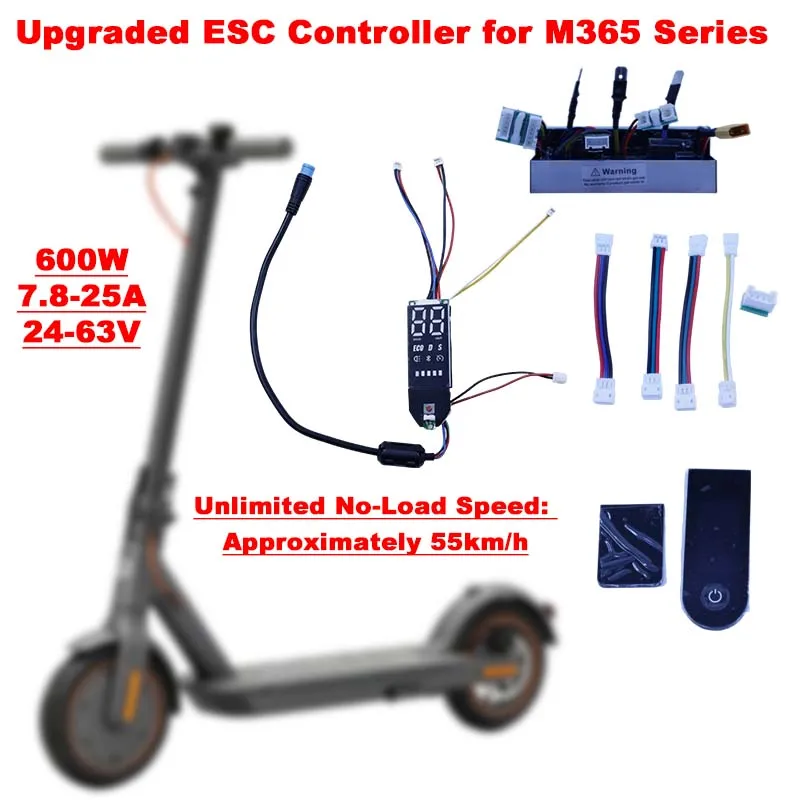 Upgraded 600W Scooter Controller for M365 Series, 24V-63V, LCD Display + Bluetooth APP, Motor Self-Learning, 3 Speed, Plug&Play
Upgraded 600W Scooter Controller for M365 Series, 24V-63V, LCD Display + Bluetooth APP, Motor Self-Learning, 3 Speed, Plug&Play
