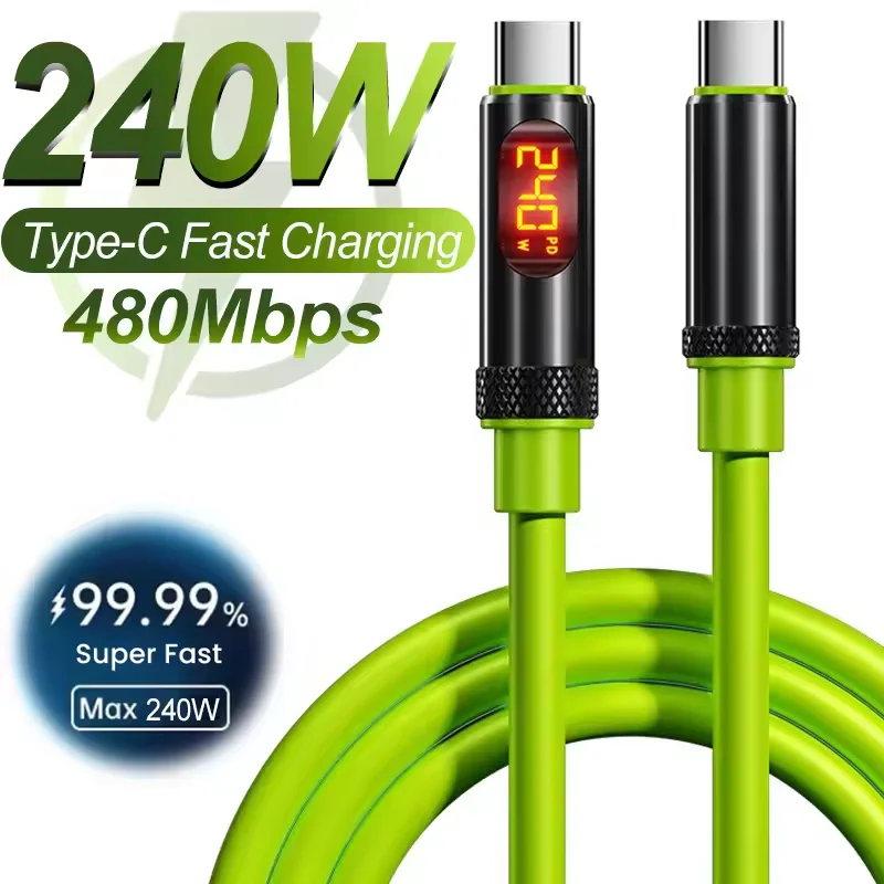 240W Max Digital USB C To Type C Cable LED Display Fast Charging Cables Dual Type-C Charger Data Cords For iPhone Samsung
240W Max Digital USB C To Type C Cable LED Display Fast Charging Cables Dual Type-C Charger Data Cords For iPhone Samsung