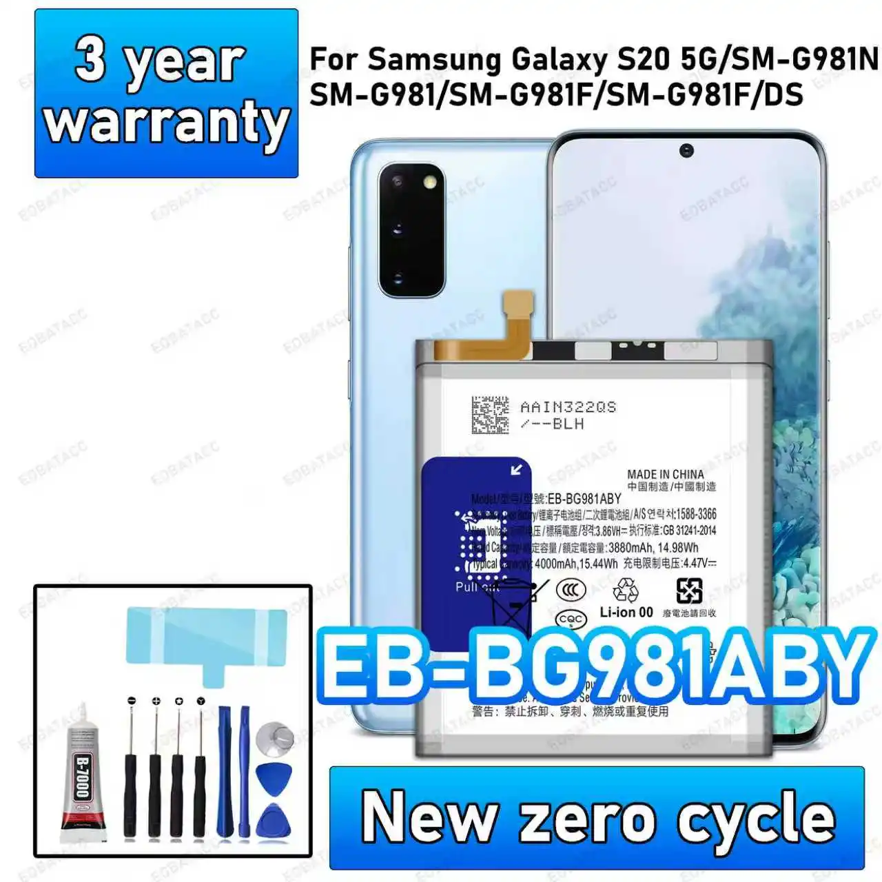 100% новый аккумулятор высокого качества EB-BG981ABY для Samsung Galaxy S20 5G/SM-G981, сменный аккумулятор + бесплатные инструменты
100% новый аккумулятор высокого качества EB-BG981ABY для Samsung Galaxy S20 5G/SM-G981, сменный аккумулятор + бесплатные инструменты