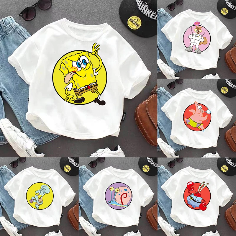 SpongeBob SquarePanted Child Short Sleeve T-Shirt Anime Character Print Cotton Pullover Boys Girls Summer Casual Crew Neck Tops
SpongeBob SquarePanted Child Short Sleeve T-Shirt Anime Character Print Cotton Pullover Boys Girls Summer Casual Crew Neck Tops