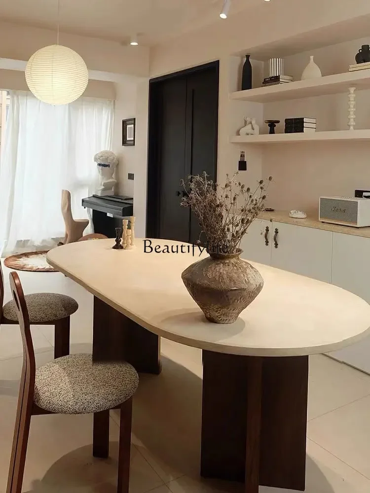 LJYFrench minimalist modern solid wood dining table villa oval marble dining table dining chair
LJYFrench minimalist modern solid wood dining table villa oval marble dining table dining chair