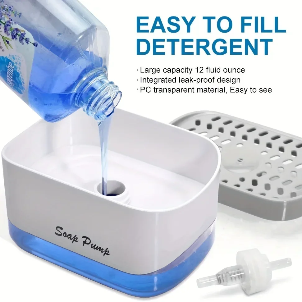 Liquid Soap Dispenser Kitchen Detergent Large Capacity Soap Dish Dispenser Kitchen Accessories Free Rag and Sponge