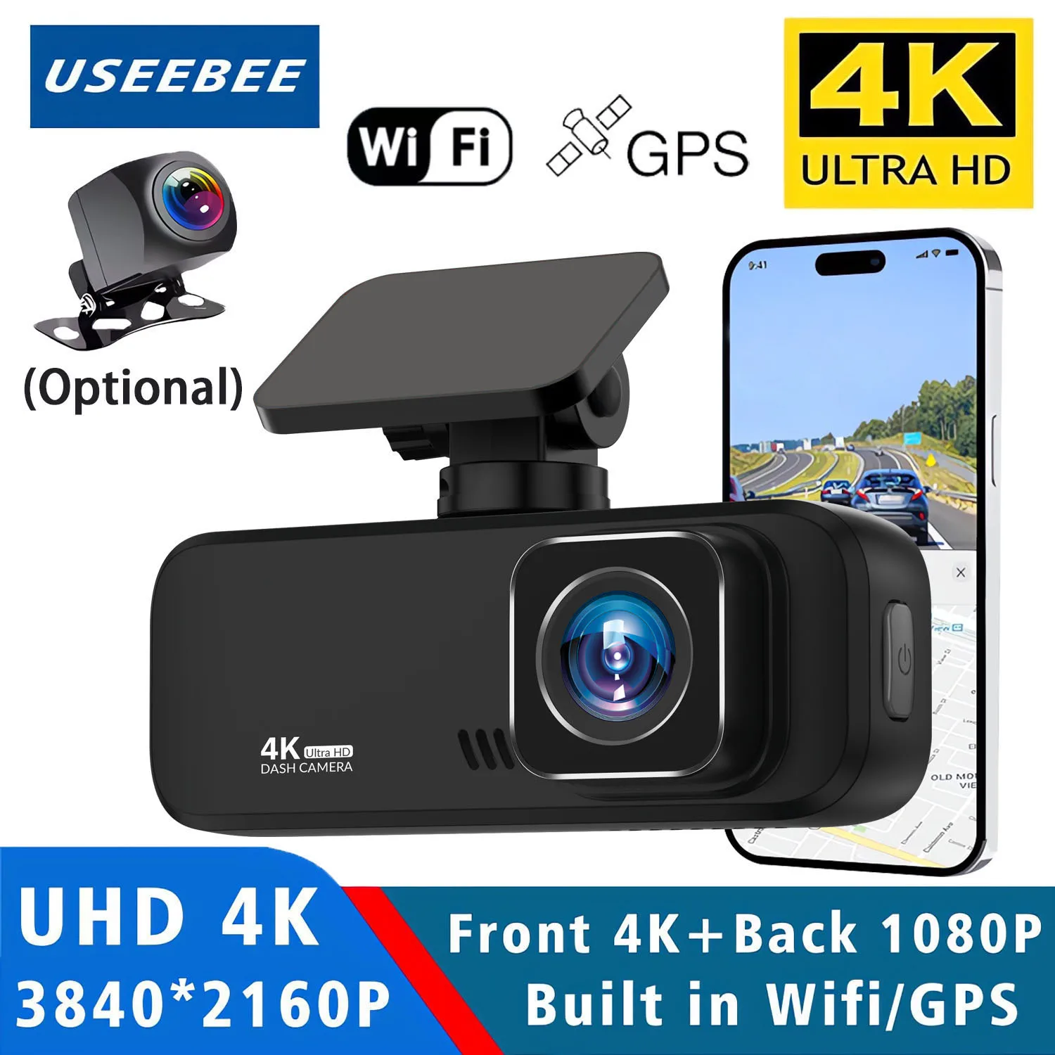 Dual Lens 4K Dash Cam With Rear 1080P Recording Mini Dashcam WiFi GPS 24H Parking WDR Night Vision Car Camera Video Recorder
Dual Lens 4K Dash Cam With Rear 1080P Recording Mini Dashcam WiFi GPS 24H Parking WDR Night Vision Car Camera Video Recorder