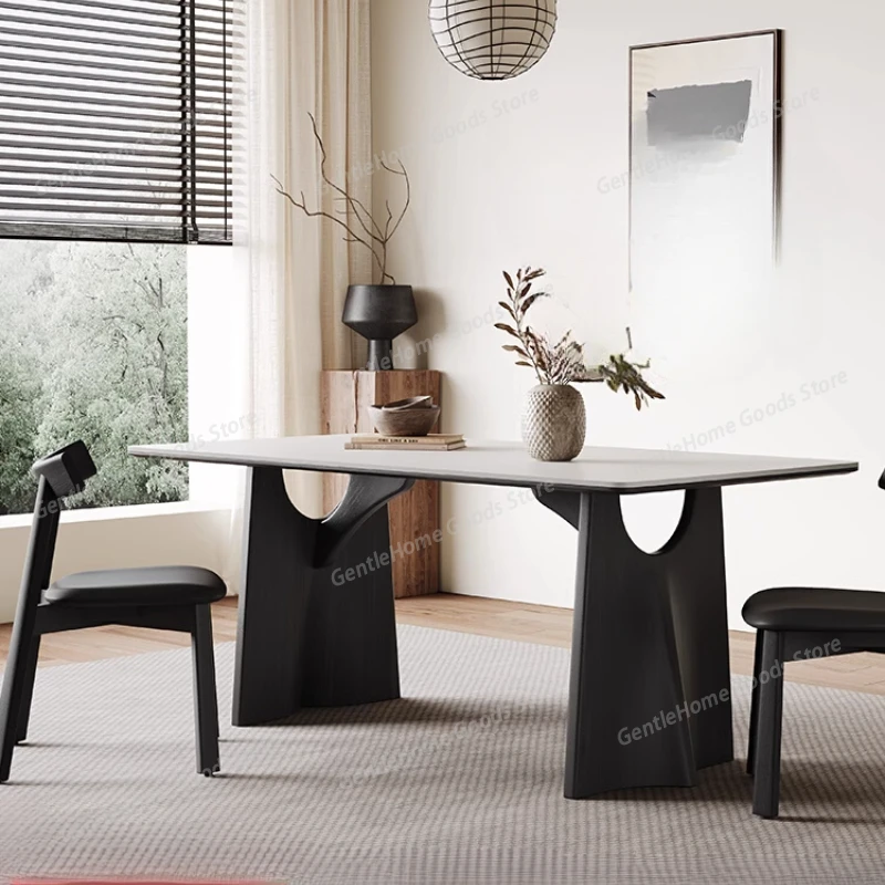 Black Solid Wood Dining Table Rectangular Modern Minimalist New Retro Matte Pure White Rock Board Dining Table muebles cocina
Black Solid Wood Dining Table Rectangular Modern Minimalist New Retro Matte Pure White Rock Board Dining Table muebles cocina