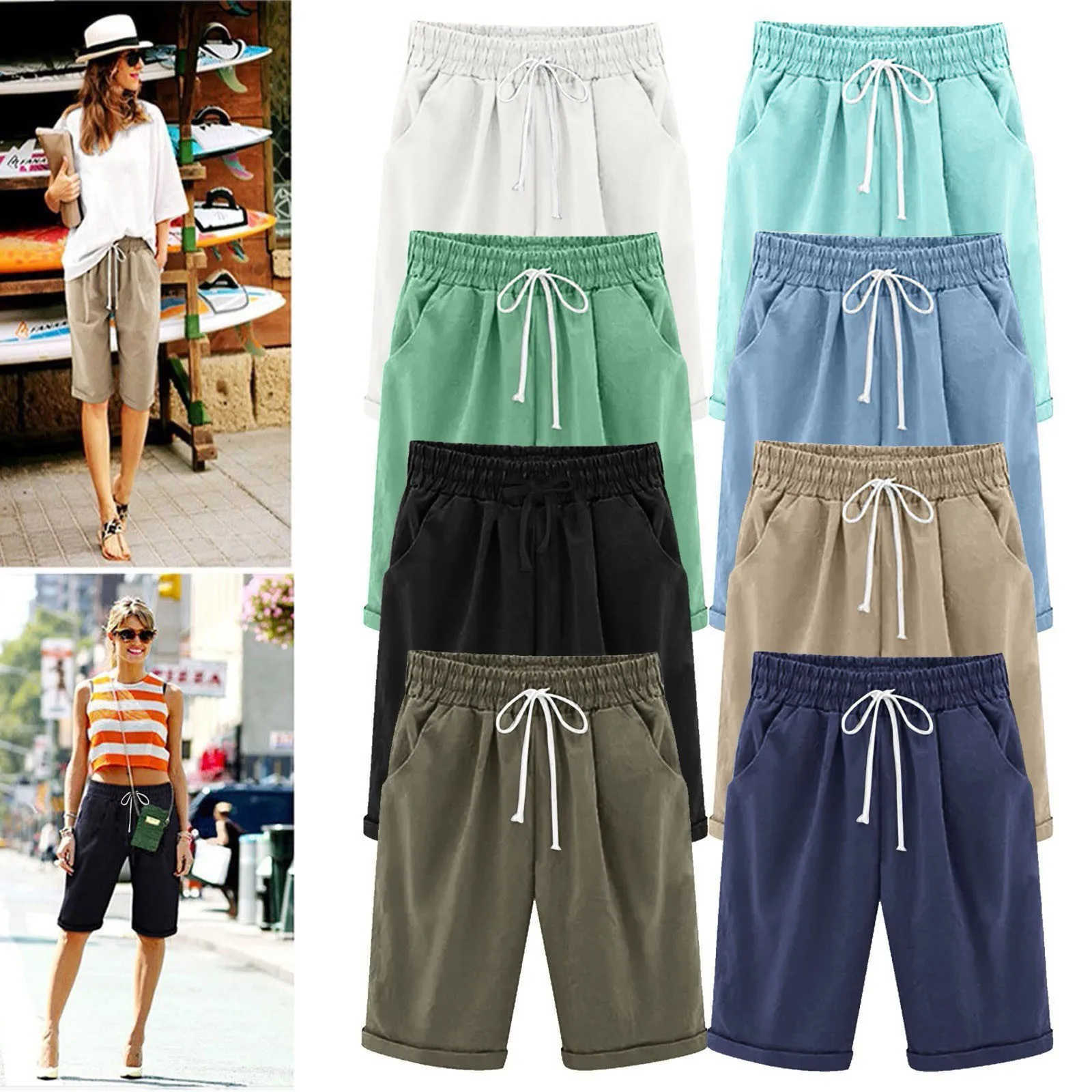 Women Fashion casual Solid Pants High Waisted Medium pants With Pockets Loose thin Drawstring trousers Summer Beach Outdoor pant
Women Fashion casual Solid Pants High Waisted Medium pants With Pockets Loose thin Drawstring trousers Summer Beach Outdoor pant
