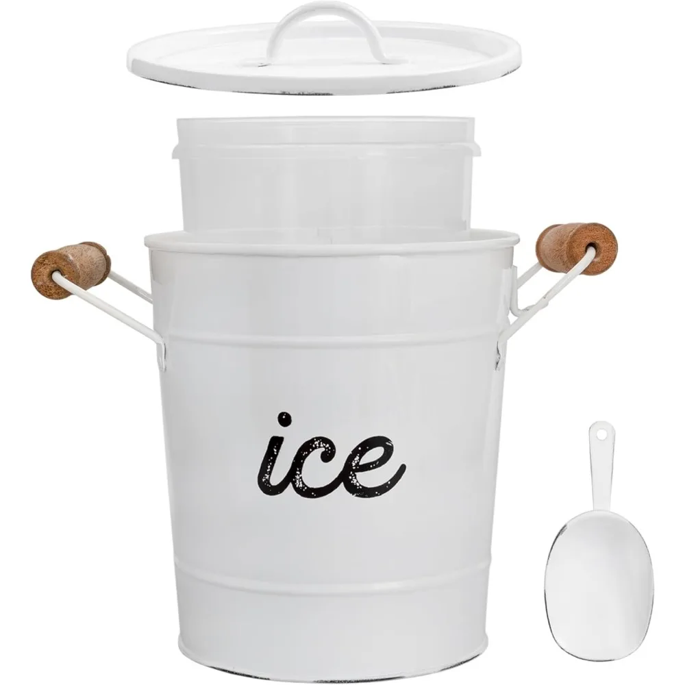 Rustic Enamelware Ice Bucket White Farmhouse Style Insulated Server
Rustic Enamelware Ice Bucket White Farmhouse Style Insulated Server