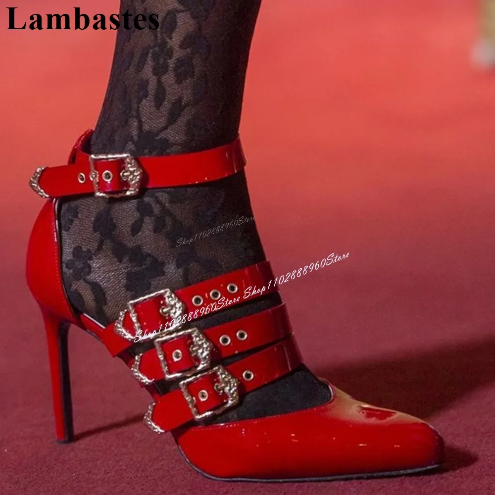 Runway Red Leather Belt Buckle Decor Pumps Thin High Heel Women Shoes Ankle Buckle Strap Pointed Toe 2024 Zapatos Para Mujere
Runway Red Leather Belt Buckle Decor Pumps Thin High Heel Women Shoes Ankle Buckle Strap Pointed Toe 2024 Zapatos Para Mujere