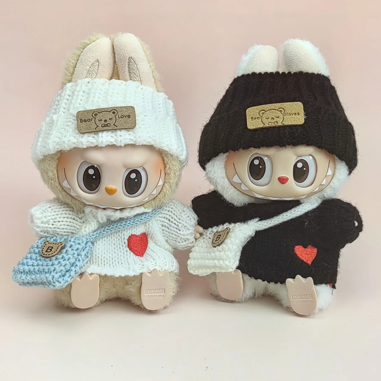 For 17cm labubu doll outfit clothes bear label hat love sweater set Cute Decoration Little Clothes 
For 17cm labubu doll outfit clothes bear label hat love sweater set Cute Decoration Little Clothes