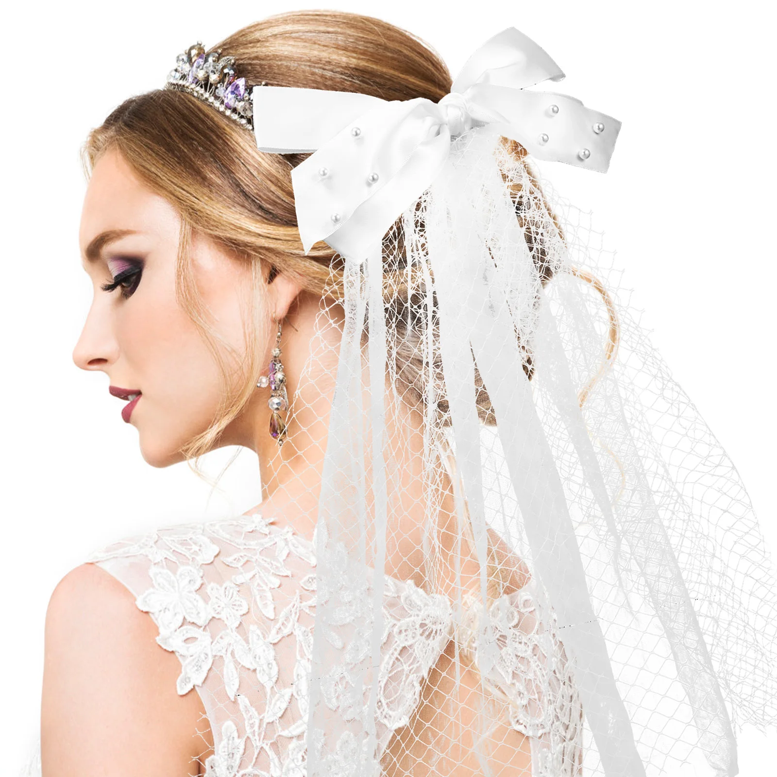 Pearl Bridal Veil with Bow Ribbon Beads Accent Layered Mesh Tulle Wedding Accessory Bridal Veil Pearl Veil, Bow Lace Veils
Pearl Bridal Veil with Bow Ribbon Beads Accent Layered Mesh Tulle Wedding Accessory Bridal Veil Pearl Veil, Bow Lace Veils