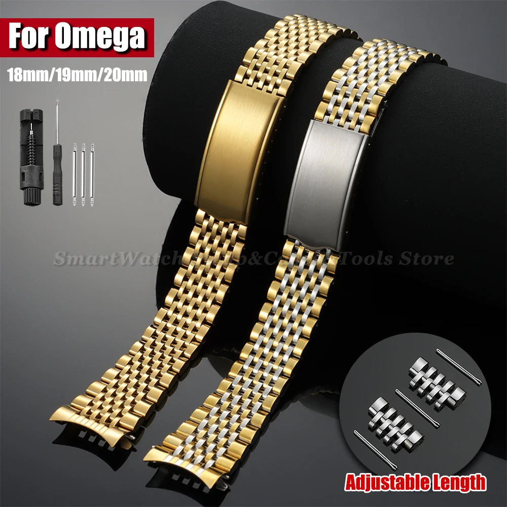 18mm 19mm 20mm Stainless Steel Watch Bracelet for Omega Seamaster for Speedmaster Men's Silver Gold Curved End Metal Watch Strap
18mm 19mm 20mm Stainless Steel Watch Bracelet for Omega Seamaster for Speedmaster Men's Silver Gold Curved End Metal Watch Strap