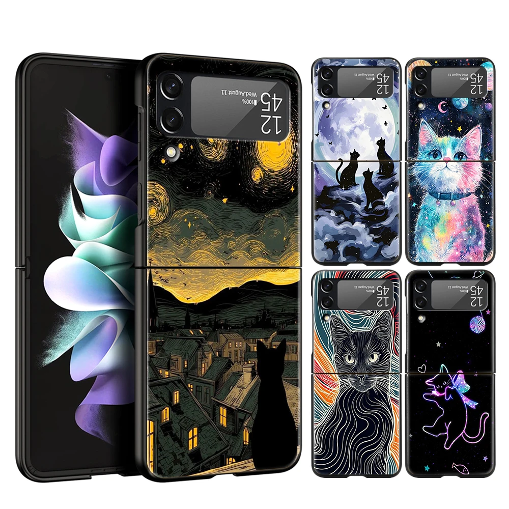 Чехол для телефона из твердого поликарбоната с милым цветным звездным небом и черным котом для Samsung Galaxy Z Flip 7 6 5 4, черный чехол для Galaxy Z Flip 3, складной
Чехол для телефона из твердого поликарбоната с милым цветным звездным небом и черным котом для Samsung Galaxy Z Flip 7 6 5 4, черный чехол для Galaxy Z Flip 3, складной