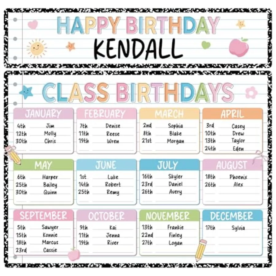 Composition Notebook Happy Birthday Chart Poster Set Composition Classroom Birthday Chart Writable Bulletin Board Decoration fo
Composition Notebook Happy Birthday Chart Poster Set Composition Classroom Birthday Chart Writable Bulletin Board Decoration fo